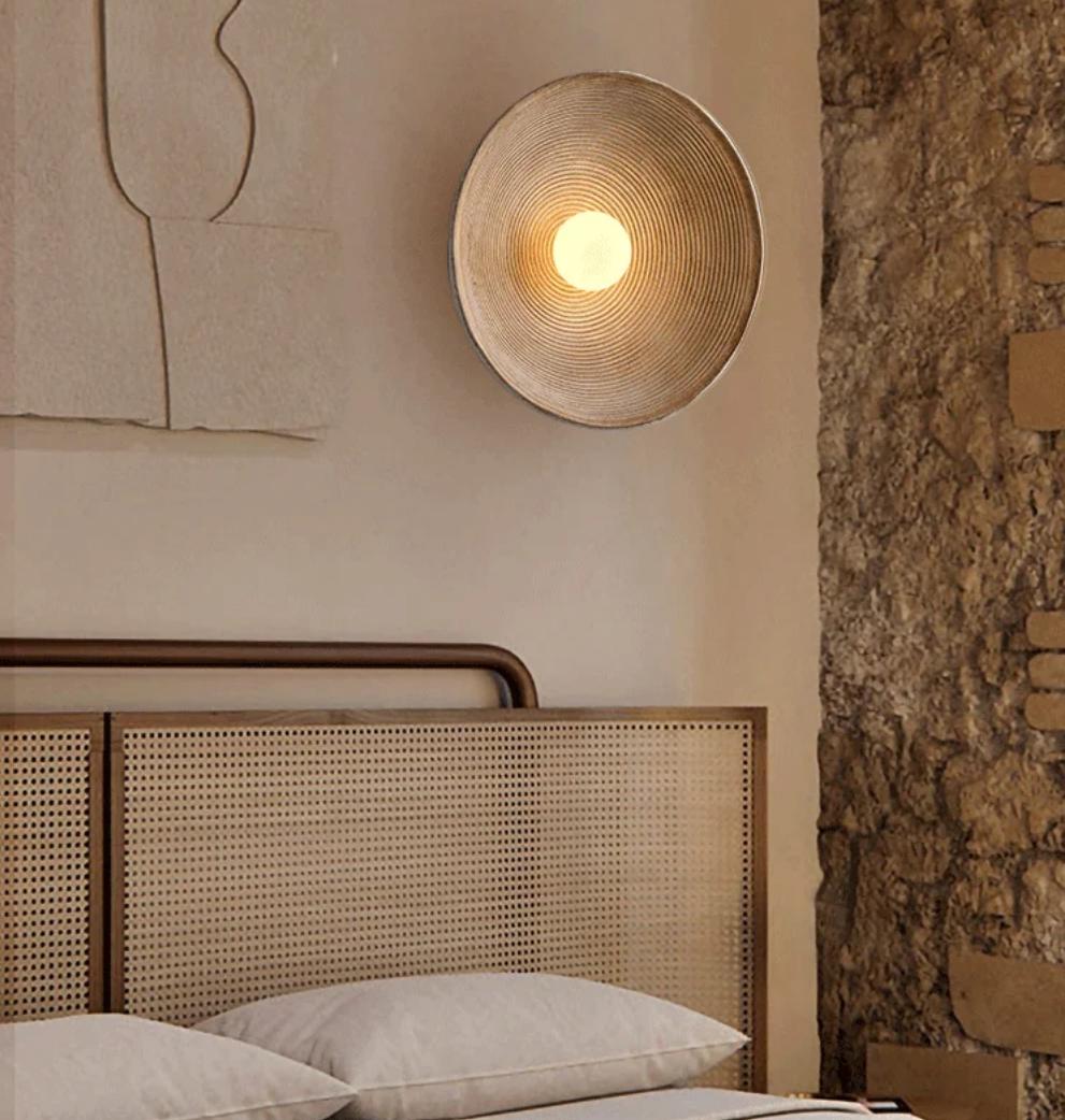Retro Wabi Sabi Style Round Wall Light For Bedroom